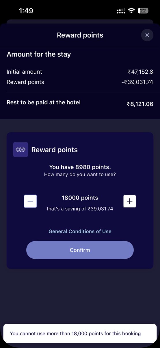imswastik's tweet photo. @All why am I not able to book pullman Chennai using all my points https://t.co/mlJlIfHTkE
