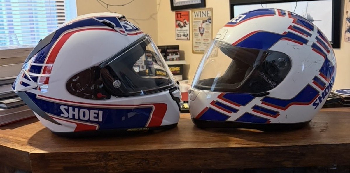 d6martin's tweet photo. New Shoei 35 years after I bought the original… @TheWayneGardner still a legend. 🇦🇺🦘🏍️ https://t.co/Aawfeqm0tT