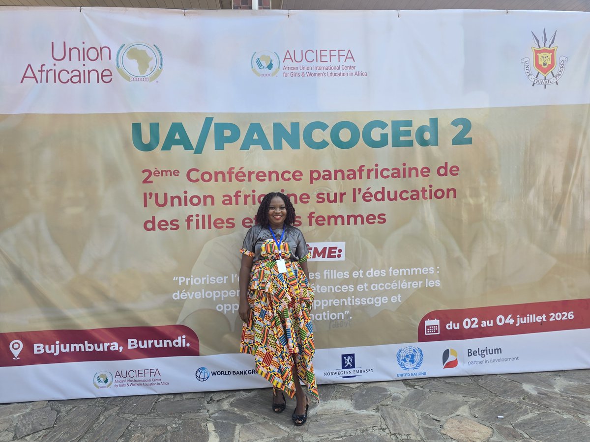 OlamideMPSW's tweet photo. Attending the AU-CIEFFA Pan-African Conference in Burundi has been a defining moment in my advocacy journey. Prioritising Girls and Women's Education: #AUCIEFFA2026 #GirlsEducation #GirlChildAdvocacy #Nigeria #EducationForAll #Burundi #WomenEmpowerment #AfricaRising https://t.co/b8I4cwL5Zg
