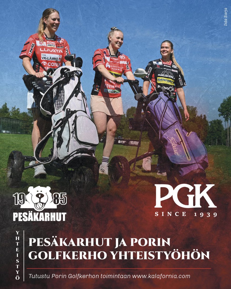 PesakarhutPori's tweet photo. Porilaisten kesälajien tunnetut seurat paiskaavat kättä yhteen, kun Pesäkarhut ja Porin Golfkerho aloittavat yhteistyön. Pesäkarhujen edustusta onkin usein nähty golfkentillä. ⛳🏌️♂️ https://t.co/jdvffjcuTQ #pesis #kalafornia #PGK #golf #pesäkarhut https://t.co/8sqYG7QW5l