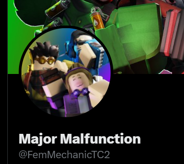 MajorMalfuncTC2's tweet photo. I have updated the Major Malfunction twitter handle to use a new handle that's more indicative of the webcomic rather than of one of the characters.

The OG handle, @FemMechanicTC2 has been passed on to a friend of mine to avoid any future impersonation of the old handle. https://t.co/Jp6K7joYRd