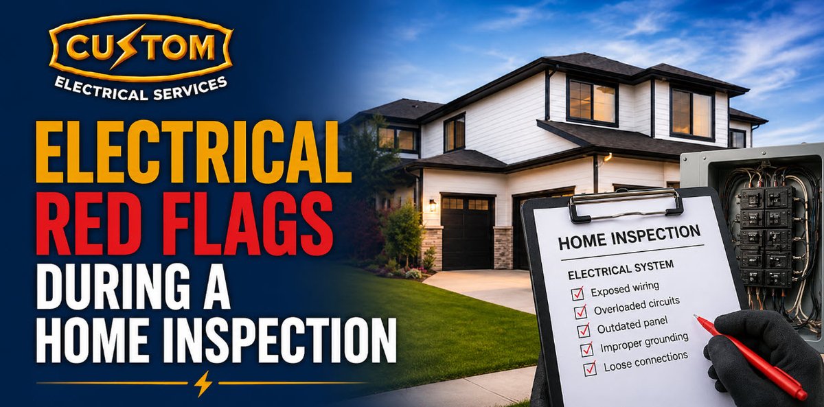 CESiowa's tweet photo. Buying a home? Watch for flickering lights, outdated panels, &amp; warm switches. Book an electrical inspection with Custom Electrical to:

✅ Uncover hazards
✅ Ensure safety compliance
✅ Prevent electrical fires
✅ Gain negotiating power

Schedule a home inspection -(515) 669-3418 https://t.co/Xv2dphm1rw