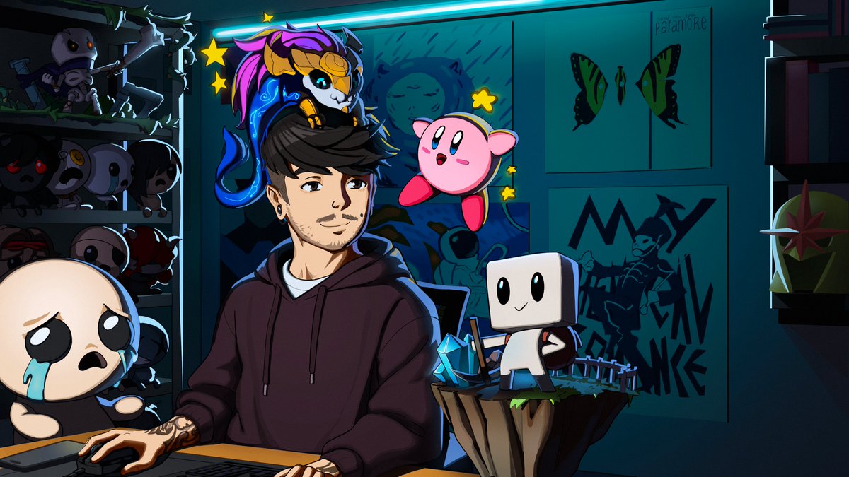 GPXTeco's tweet photo. Arte da Twitch feita pelo @Laytto_0. O trabalho ficou simplesmente absurdo! Conseguiu encaixar referências de todas as obras que eu mais amo de um jeito que ficou insano. Valeu demais pelo trampo!

E, aproveitando: em breve tem live zerando todos os DmC!🔥 https://t.co/CN7pWaqiKw