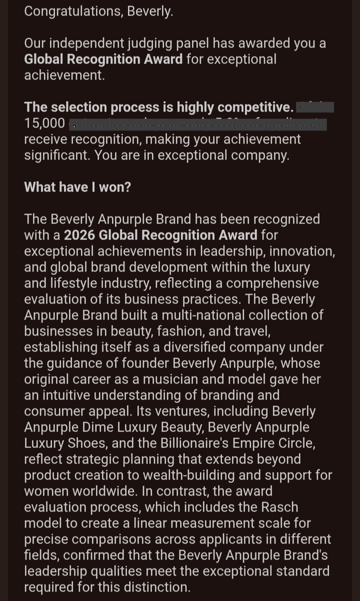 BAnpurple's tweet photo. We're absolutely thrilled and deeply honoured to announce that the Beverly Anpurple brand has officially won a 2026 Global Recognition Award for brand leadership,innovation,global development!This prestigious international accolade celebrates our commitment to luxury innovation! https://t.co/AcoPAahJW4