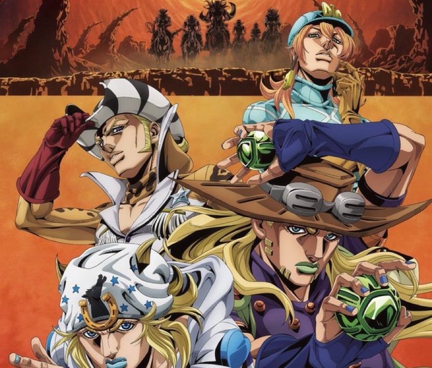 KonoYimeDa's tweet photo. Steel Ball Run reprend officiellement le 25 septembre 🐎

On sera sur l’étape 2-3 de la course : soit 11 épisodes au total

Et évidemment en format hebdo avec les JoJo Friday : un épisode chaque vendredi https://t.co/tRoNSaM5SU