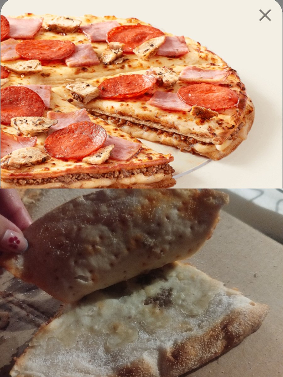 Wisymary's tweet photo. 44,35 dos pizzas.
La diferencia, que se podría llamar chiste, entre la imagen promocional y la realidad se cuenta sola. No más publicidad engañosa.
@telepizza_es https://t.co/IJaSiDt1Fi