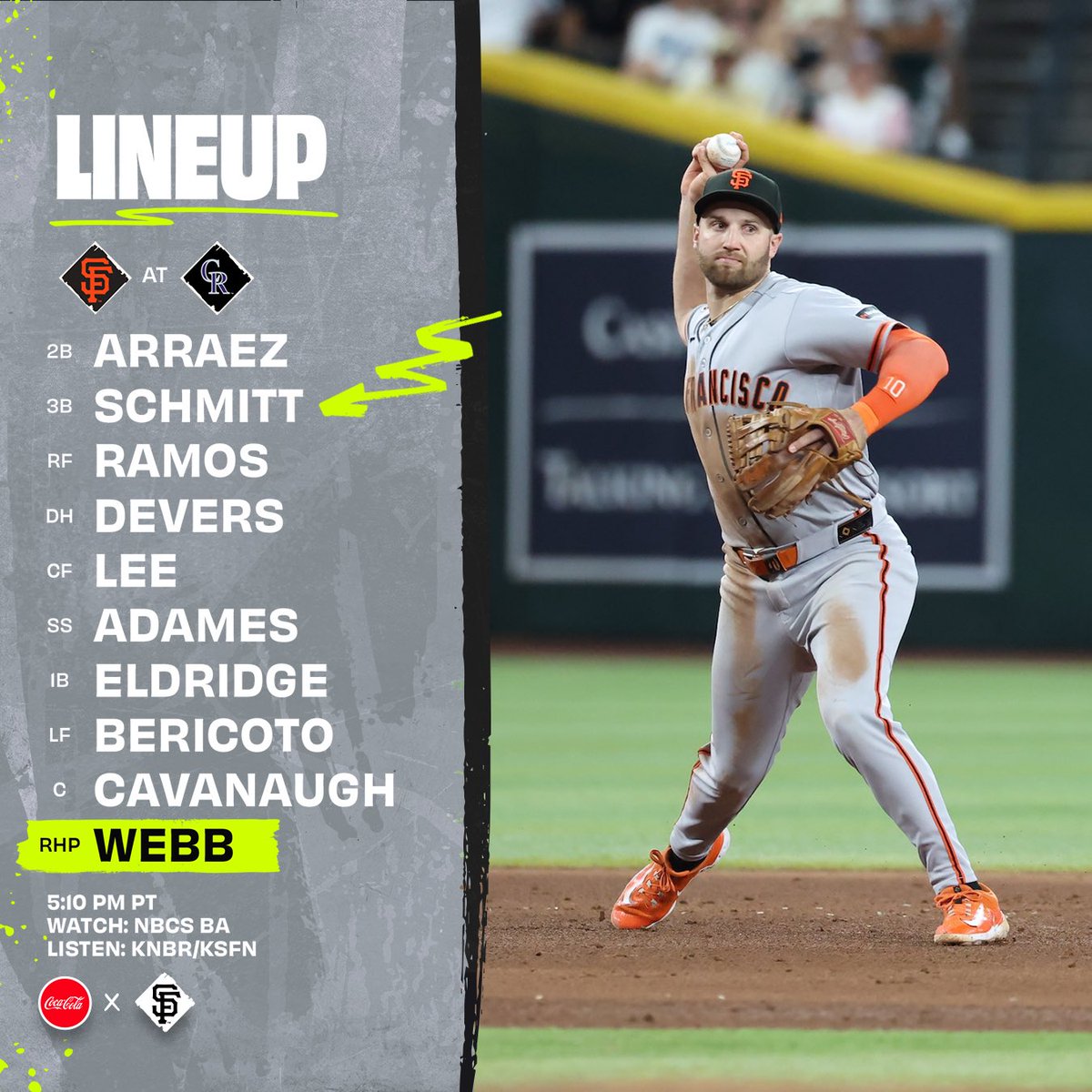 SFGiants's tweet photo. Pitcher of the Month on the mound

⌚️: 5:10 p.m. PT
📍: Denver, CO
📺: @NBCSGiants
📻: @KNBR | KSFN

#SFGiants | @CocaCola https://t.co/WwP3xqpfAR