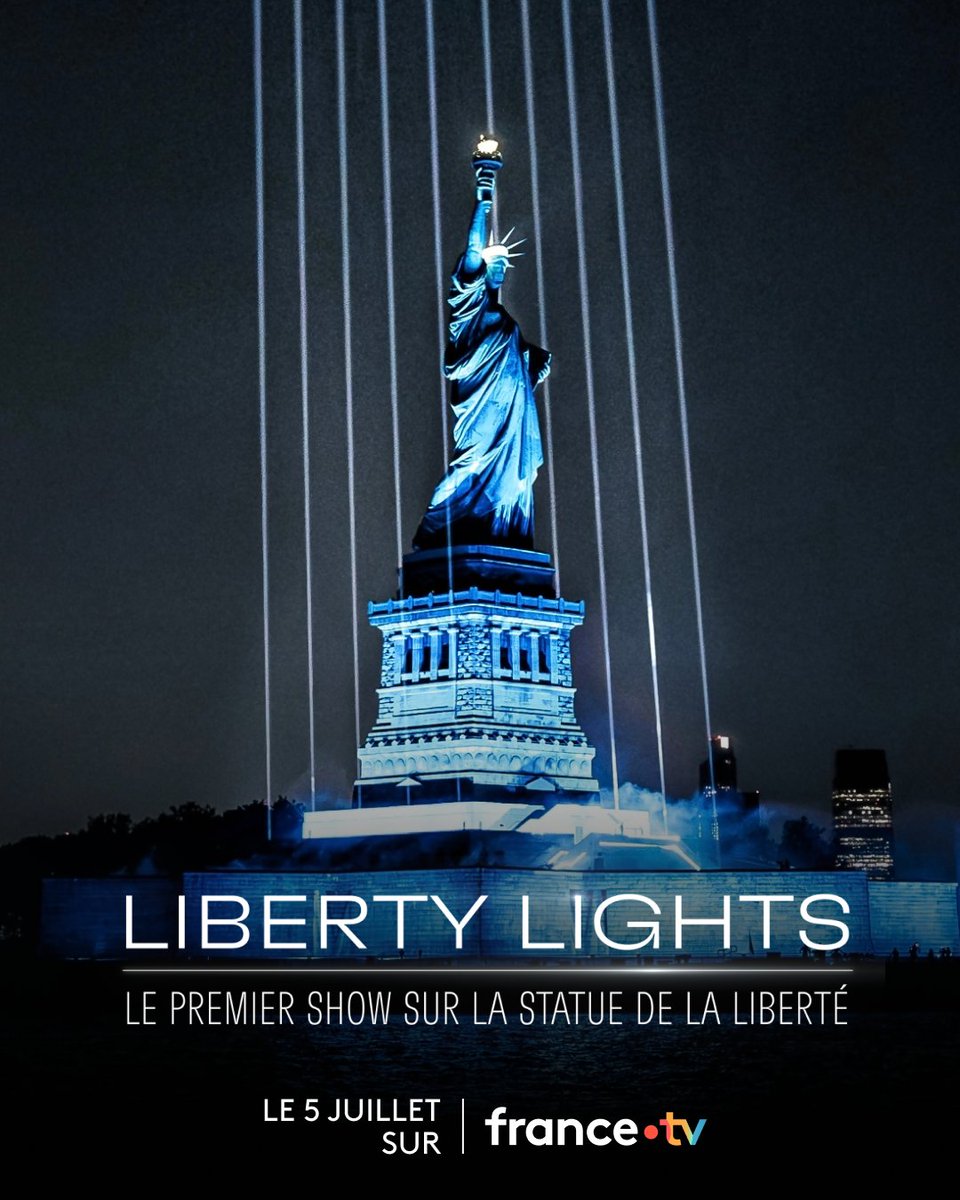 FranceTV's tweet photo. Et la lumière sera. ✨

 « Liberty Lights » : une création exceptionnelle imaginée par le DJ @michaelcanitrot  et @monumental_tour pour la Statue de la Liberté.

Dimanche à 20h30 sur https://t.co/PaFR6Ej5Lf et France 2
@franceinnyc https://t.co/ww29NruSvY