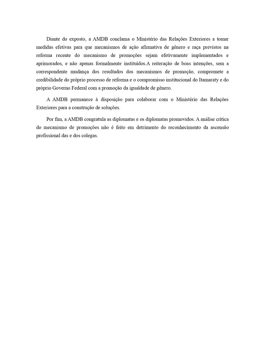 AMDB_oficial's tweet photo. Nota Oficial da AMDB
Resultados das Promoções no Ministério de Relações Exteriores reduzem representatividade de mulheres no topo da carreira diplomática
https://t.co/lGEFeOs9KM https://t.co/spyvJEOlRY