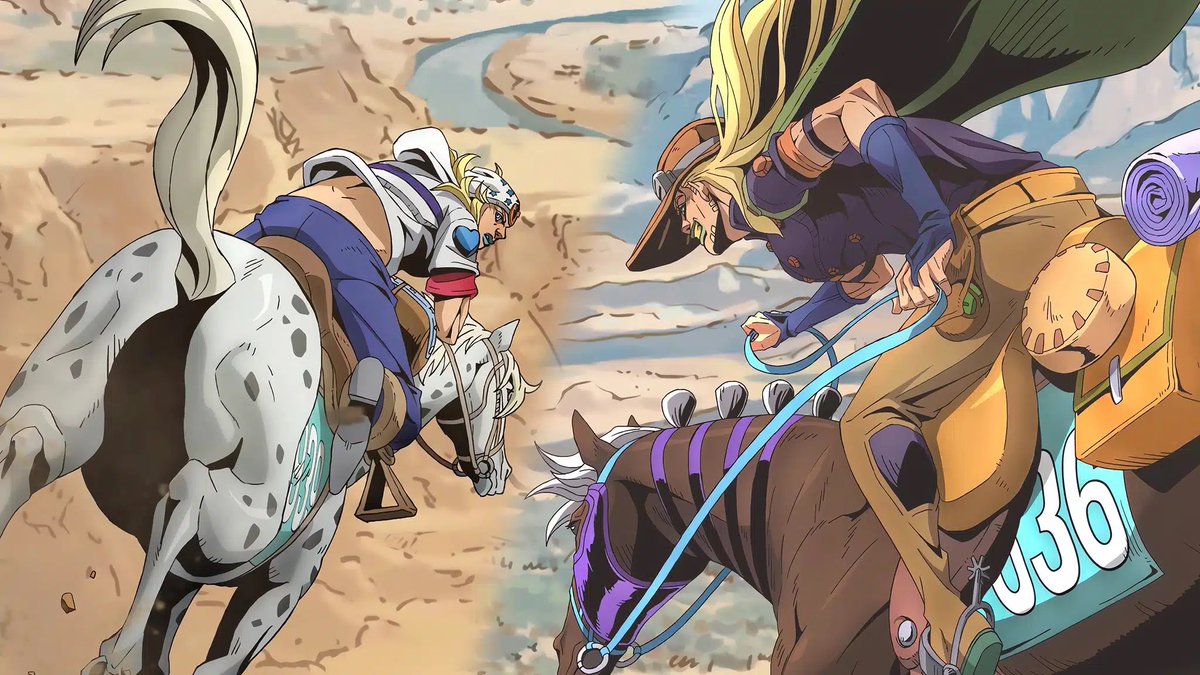 KonoYimeDa's tweet photo. Steel Ball Run reprend officiellement le 25 septembre 🐎

On sera sur l’étape 2-3 de la course : soit 11 épisodes au total

Et évidemment en format hebdo avec les JoJo Friday : un épisode chaque vendredi https://t.co/tRoNSaM5SU