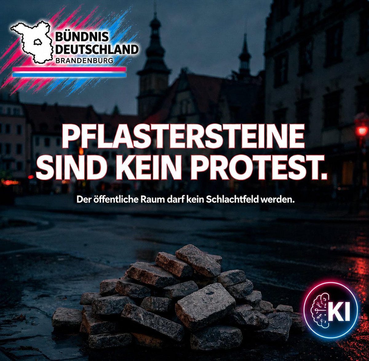 BuendnisBB's tweet photo. Erfurt: Fünf Pflastersteindepots wurden entdeckt.
Pflastersteine werden zu Wurfgeschossen, Zwillen zu Waffen. Wer dies verharmlost, hat die Kontrolle verloren. Der öffentliche Raum darf nicht zu einem Schlachtfeld werden; der Staat muss jetzt konsequent handeln.

#Parteitag #Linksextremismus #Erfurt #Rechtsstaat