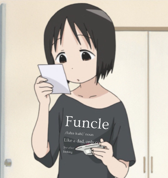 GusharOnline's tweet photo. Does anyone else remember when Nobue was randomly wearing the Funcle shirt in the first episode of Ichigo Mashimaro? I see no one else talking about it https://t.co/t4w6CDujln