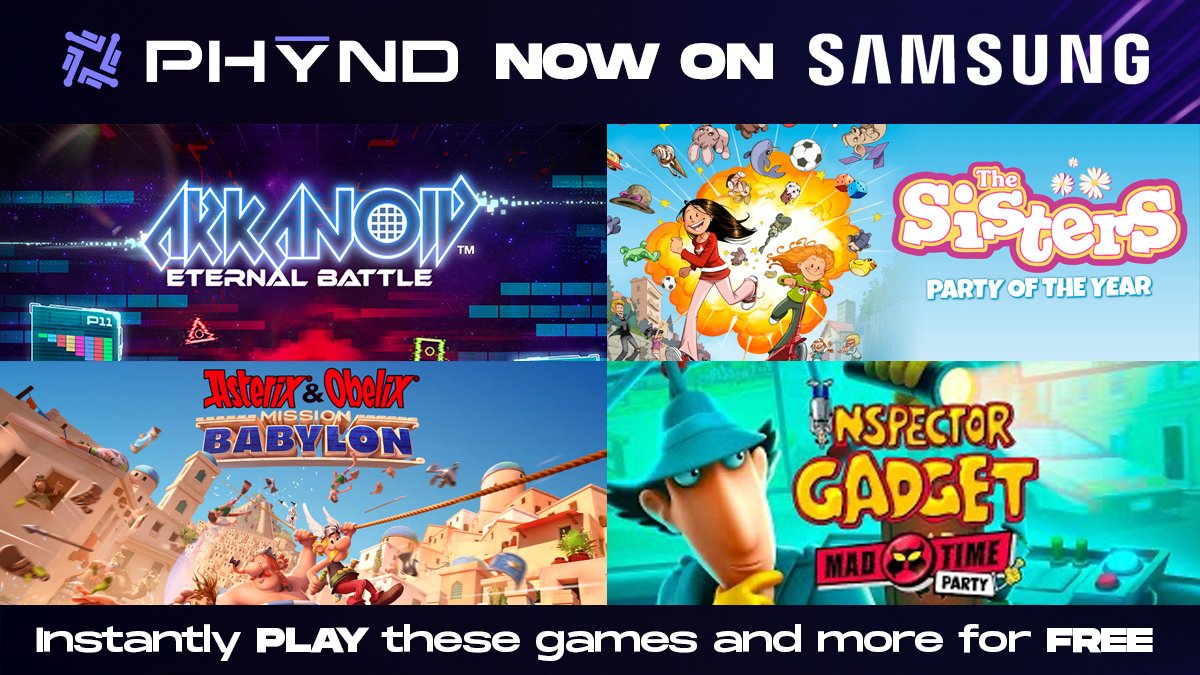 phyndgames's tweet photo. 🇺🇸 Long weekend = more time to play.
We've rounded up a few of our favorite picks for you to check out this weekend — and don't forget, new games are always dropping on PHYND.
🧱 Arkanoid Eternal Battle
🎉 NEW: The Sisters: Party of the Year
⚔️ Asterix & Obelix: Mission Babylon
🕵️ Inspector Gadget: MAD Time Party
Play free on PHYND - available now on Samsung Smart TVs (2022+).
No console. No downloads. No subscription. Just play.
#PHYND #CloudGaming #GameNight #FourthOfJuly #LongWeekend