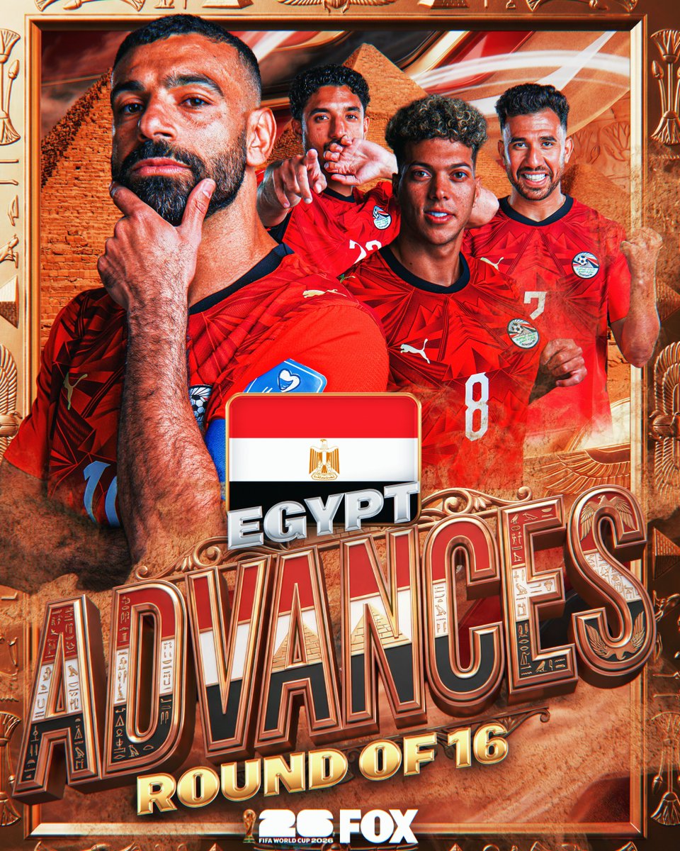 FOXSports's tweet photo. EGYPT DEFEATS AUSTRALIA IN PENALTIES AND ADVANCES TO THE ROUND OF 16 🇪🇬

The Pharaohs advance in the Knockout Stage for the first time ever at the FIFA World Cup! https://t.co/XRWHJYXkdk
