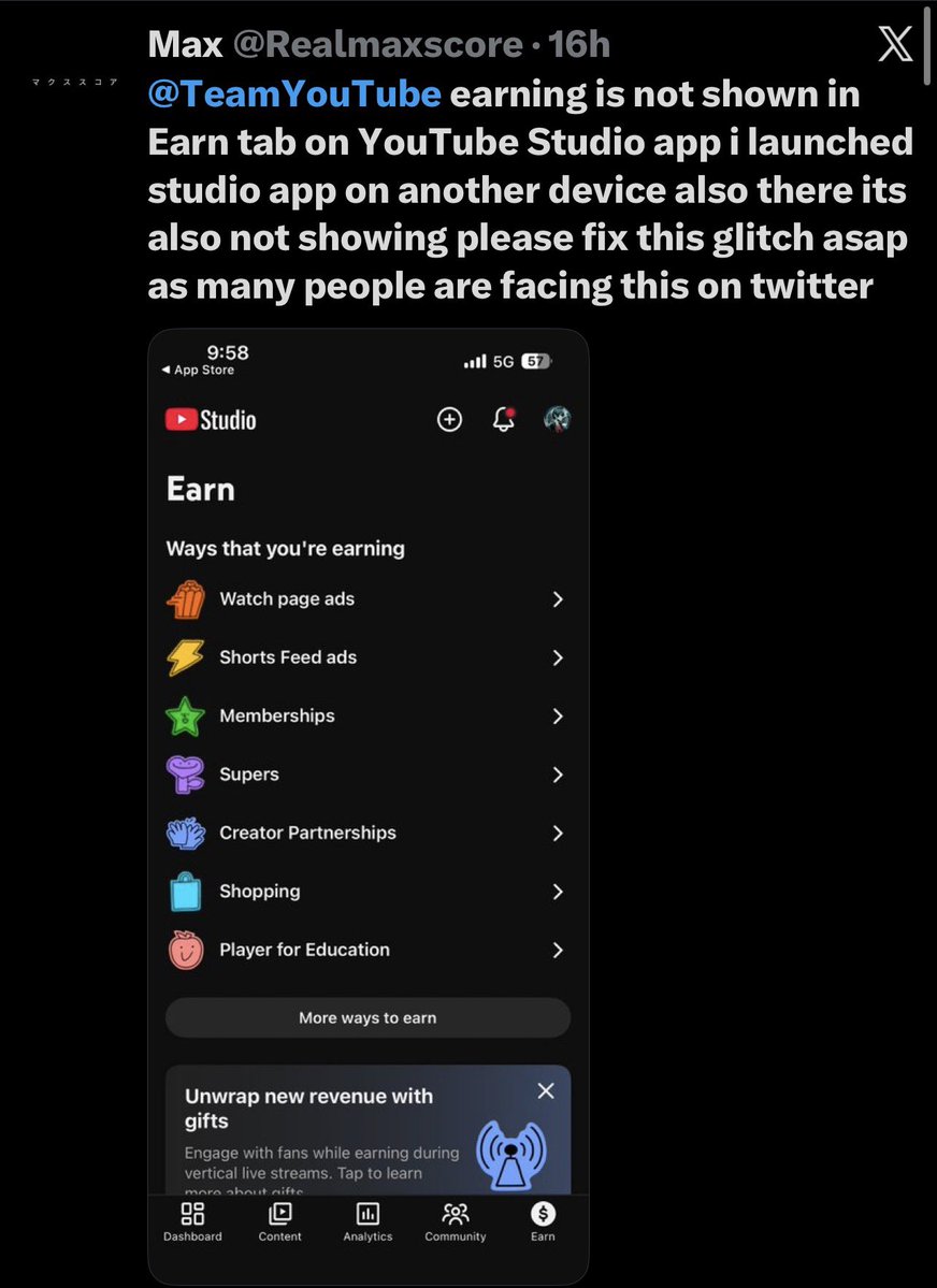 missingnil3's tweet photo. @YouTube I know I’m not the only one having this issue but as of today my earnings tab in the YT Studio app is no longer showing my earned income and I can no longer tell when my payments are coming through. Please help me and others get this solved. https://t.co/sPlrHtsMQ1