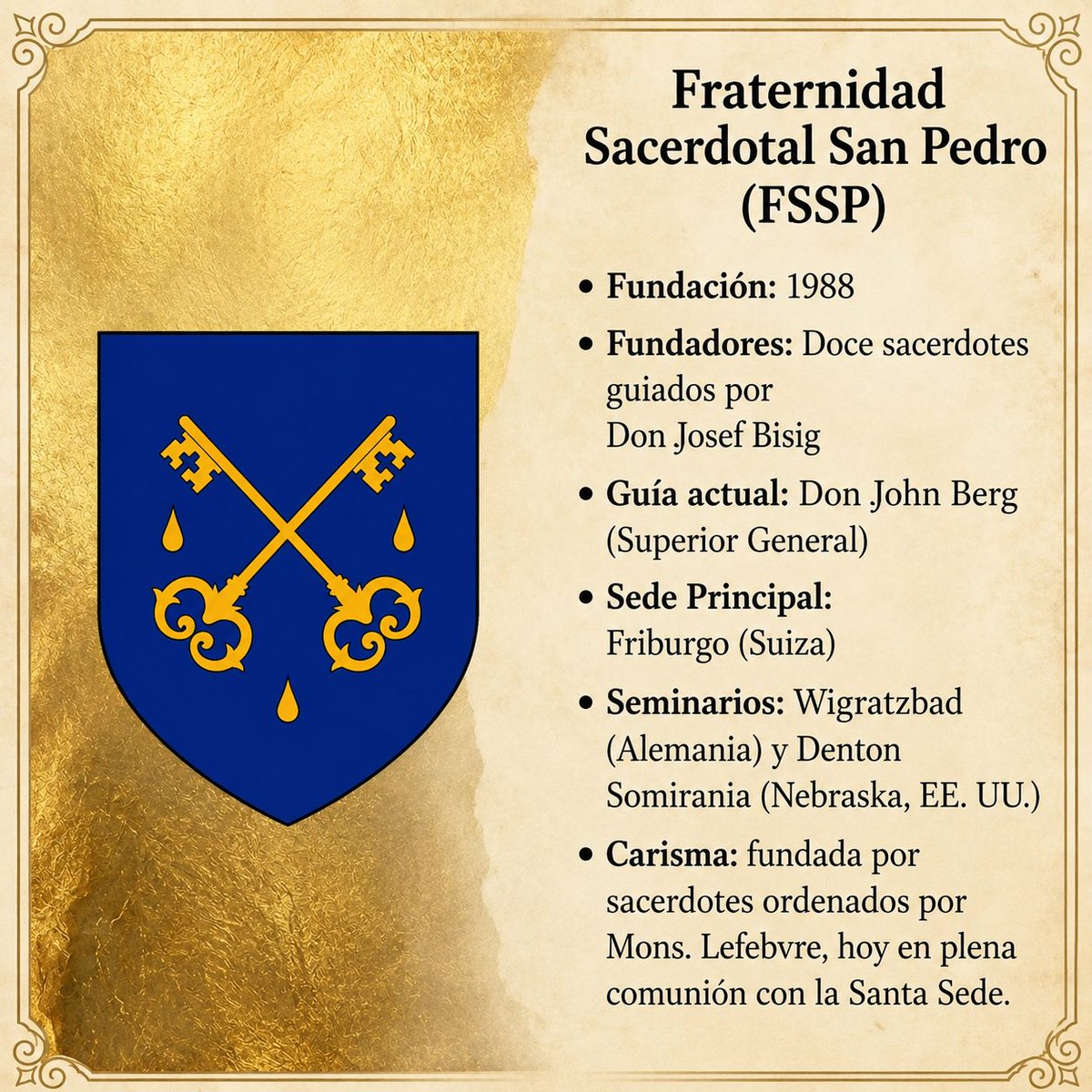 SacerdosMariae's tweet photo. ¿Amas la liturgia tradicional de la Iglesia? ¿Deseas vivir la fe, la espiritualidad y la disciplina católicas según las formas tradicionales? Es perfectamente posible hacerlo en plena comunión con la Iglesia, la Santa Sede y el Romano Pontífice. Un hilo.

1️⃣ La Tradición no es una excusa para la desobediencia. La verdadera Tradición católica se recibe y se vive dentro de la Iglesia. No existe una oposición necesaria entre amor a la liturgia tradicional, fidelidad doctrinal y comunión eclesial.

2️⃣ A veces se presenta un falso dilema: o aceptar determinadas actitudes rupturistas o renunciar a la liturgia tradicional. Esto, sencillamente, no es verdad. Existen comunidades que celebran según los libros litúrgicos anteriores a la reforma y permanecen en plena comunión con la Iglesia.

3️⃣ La Fraternidad Sacerdotal San Pedro (FSSP) nació en 1988. Sus sacerdotes celebran la liturgia tradicional y desarrollan su apostolado en comunión con la Santa Sede y bajo la autoridad de la Iglesia.

4️⃣ La Administración Apostólica Personal San Juan María Vianney, erigida por san Juan Pablo II en 2002, constituye una realidad eclesial singular. Conserva la tradición litúrgica anterior y permanece plenamente unida a Roma.

5️⃣ El Instituto del Buen Pastor (IBP), fundado en 2006, es otra realidad sacerdotal dedicada a la liturgia tradicional. Algunos de sus fundadores procedían de la FSSPX. Su existencia demuestra que siempre es posible elegir el camino de la comunión.

6️⃣ El Instituto de Cristo Rey Sumo Sacerdote (ICRSS), de derecho pontificio, está dedicado especialmente a la formación sacerdotal, la vida litúrgica y el apostolado según las formas tradicionales, en comunión con la Iglesia.

7️⃣ También la Fraternidad San Vicente Ferrer (FSVF), de inspiración dominicana, conserva el antiguo rito propio de la Orden de Predicadores. Tradición litúrgica, espiritualidad clásica y comunión con Roma pueden caminar juntas.

8️⃣ Por eso, nadie puede decir seriamente que para amar la liturgia tradicional sea necesario vivir en una situación de enfrentamiento con la autoridad legítima de la Iglesia. Estas realidades demuestran precisamente lo contrario.

9️⃣ La Tradición de la Iglesia no pertenece a un grupo, a una asociación ni a una sensibilidad particular. Es patrimonio vivo de toda la Iglesia. Y precisamente por amarla debemos recibirla con espíritu eclesial, sin convertirla en bandera contra la propia Iglesia.

🔟 A quienes aman sinceramente la liturgia tradicional hay que decirles con claridad: no tienen que elegir entre Tradición y comunión. Hay caminos dentro de la Iglesia para vivir ese legítimo amor. La Tradición católica nunca debe utilizarse para alejarnos de la comunión, sino para arraigarnos más profundamente en la única Iglesia de Cristo.

Tradición católica, amor a la liturgia y fidelidad al Magisterio. Porque Tradición y comunión no solo son compatibles: deben caminar siempre juntas.

#TradiciónCatólica #VetusOrdo #Liturgia #ComuniónEclesial