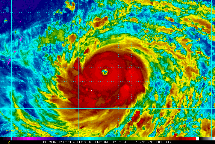 jayhobgood's tweet photo. Typhoon Bavi rapidly intensifies to equivalent of Cat. 5 hurricane east of Marianas; max wind speed 160 mph (260 km/h); moving toward west at 11 mph (17 km/h); Typhoon Watches in effect for Guam, Rota, Tinian, and Saipan; Tropical Storm Watches for Alamagan, Pagan, Agrihan. https://t.co/WiJnPrgLCU