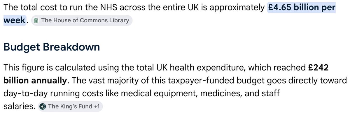 RobertJMawson's tweet photo. @GBNEWS So that covers about a day and a half of NHS spending. https://t.co/Cy19a5GCYX