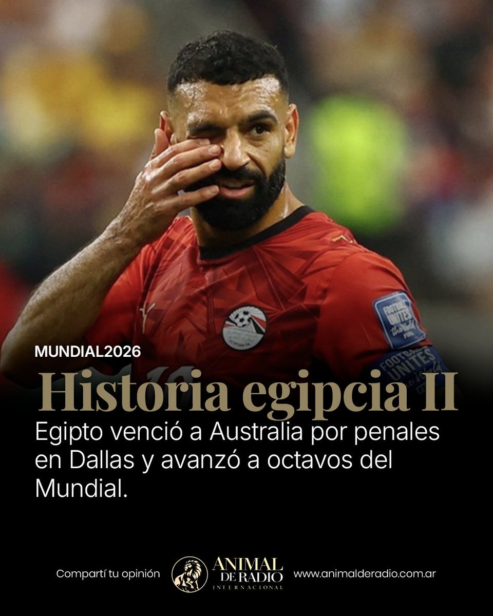 adrprensa's tweet photo. 🏆 Especial Mundial 2026 | Los penales le abrieron la puerta a octavos a Egipto

📰 Nota completa: https://t.co/JDzEdfyPMM

#Egipto #Mundial2026 #Fútbol #OctavosDeFinal #australia https://t.co/sWAPJD5yLn