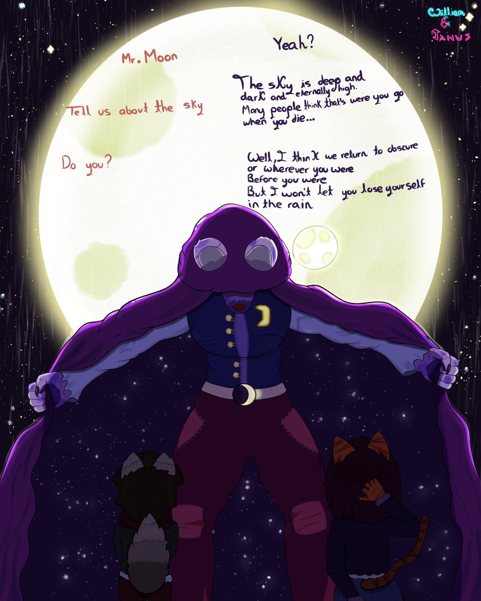 WDrake36618's tweet photo. Did you ever think how a concept looks...
Well, The Moon he never let you lose yourself in the rain and if you thing you are lost, you can see him.

Based on the marvelous song "Spring and Storm"
#furry #furryart #artworks @TallyHall https://t.co/2wrOe1HHEf
