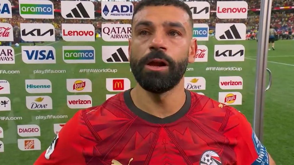 LFCTransferRoom's tweet photo. Salah emotional after captaining Egypt to their first ever World Cup knockout game win🥹 https://t.co/jmQQd0yU9L