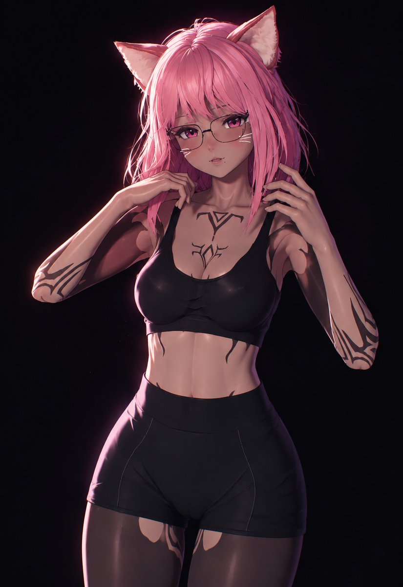 ArtsGost's tweet photo. Glasses + cat ears = my biggest weakness; in sportswear, two versions 😽💕
#Cute #SkyrimSE #FantasyTeam #Catgirl #猫耳 #ピンク髪 #眼鏡っ子 #かわいい #オリジナルキャラ https://t.co/XExQ6BiTof