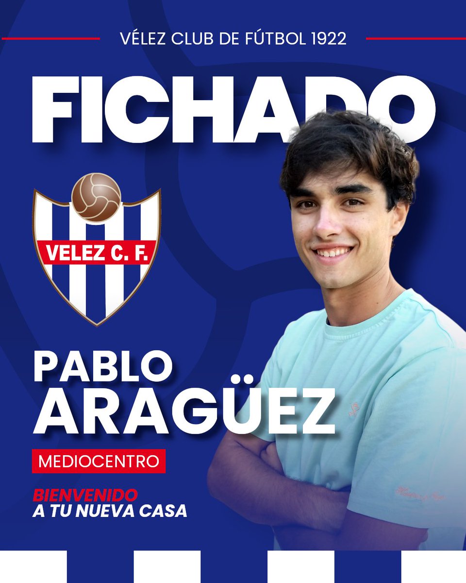 vcf_1922's tweet photo. FICHADO | Pablo Aragüez ✍️💙

El mediocentro veleño de 22 años Pablo Aragüez se convierte en nuevo jugador del Vélez C.F. 1922 para la temporada 2026/27.

¡Bienvenido a casa, Pablo! 💙

#VamosVélez https://t.co/fZzCLID07g