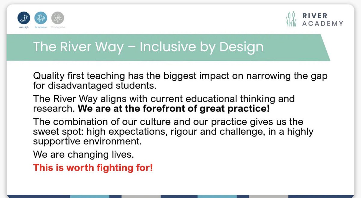 mrs_billingham's tweet photo. A brilliant final INSET day at @RiverAcReading today, reminding ourselves of the ‘why?’ and reflecting on how much we’ve achieved in our first 2 years. 

Together, #TeamRiver continually strive for the best. We truly are the sum of our #dailyhabits. 

💪 https://t.co/7CEWqtvP5k