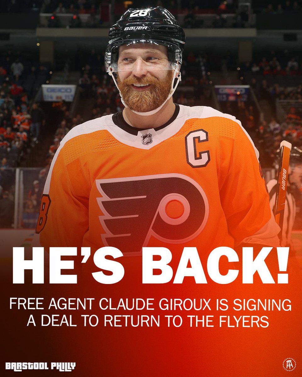 BarstoolPhilly's tweet photo. CAPTAIN CLAUDE IS COMING HOME!

(via @thefourthperiod) https://t.co/Zfj1lJB2cc