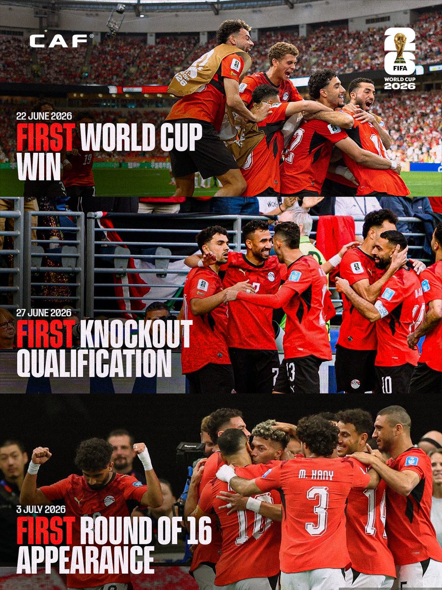 CAF_Online's tweet photo. A run of firsts for the Pharaohs. History written with every step. 🇪🇬🌟

#FIFAWorldCup https://t.co/0cdd1xMAaj