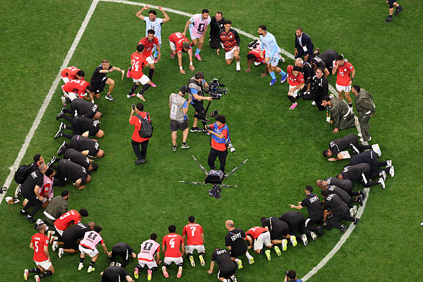 Muslim's tweet photo. MashaAllah. Entire Egypt team celebrate historic victory by falling into sujood. 🥹☝🏽🇪🇬 https://t.co/8p7ygS6cYG