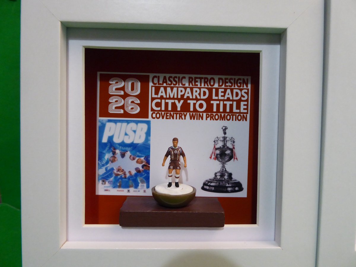 helcol123subbu1's tweet photo. The Champions collection! Coventry City subbuteo artwork frame with four 2026 Sky Blues kits featured. DM @helcol123subbu1 to order. @Coventry_City @SkyBluesTalk @SkyBluesExtra @skybluesblog #CCFC #skyblues @CCFCBible @CCFC__Transfers @NorthernSkyBlu1 @CCFCEXTRA @CovMemorabilia https://t.co/b1uxgd438K