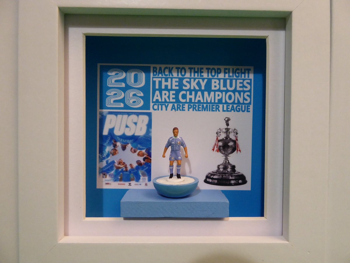 helcol123subbu1's tweet photo. The Champions collection! Coventry City subbuteo artwork frame with four 2026 Sky Blues kits featured. DM @helcol123subbu1 to order. @Coventry_City @SkyBluesTalk @SkyBluesExtra @skybluesblog #CCFC #skyblues @CCFCBible @CCFC__Transfers @NorthernSkyBlu1 @CCFCEXTRA @CovMemorabilia https://t.co/b1uxgd438K
