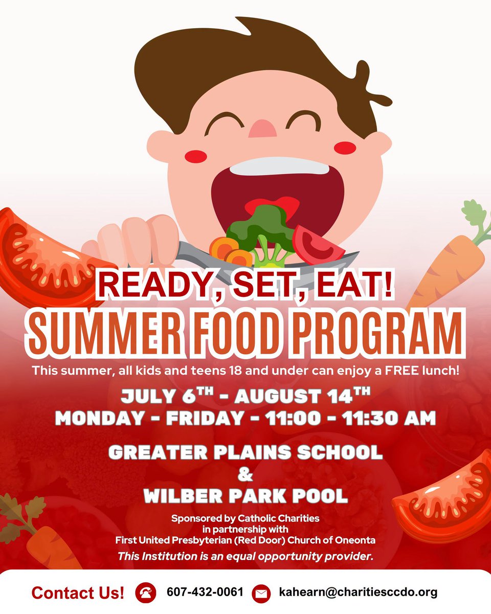 CharitiesDOS's tweet photo. Our Summer Food Service Program starts on 7/6 and goes through 8/14!
* NOTE UPDATED MEAL SERVICE TIME! *
All kids and teens through age 18 can come and grab a lunch to go!
Monday - Friday, 11:00-11:30 am
Two locations:
Greater Plains School @ the pool
Wilber Park Pool https://t.co/PcnsD8qnRT