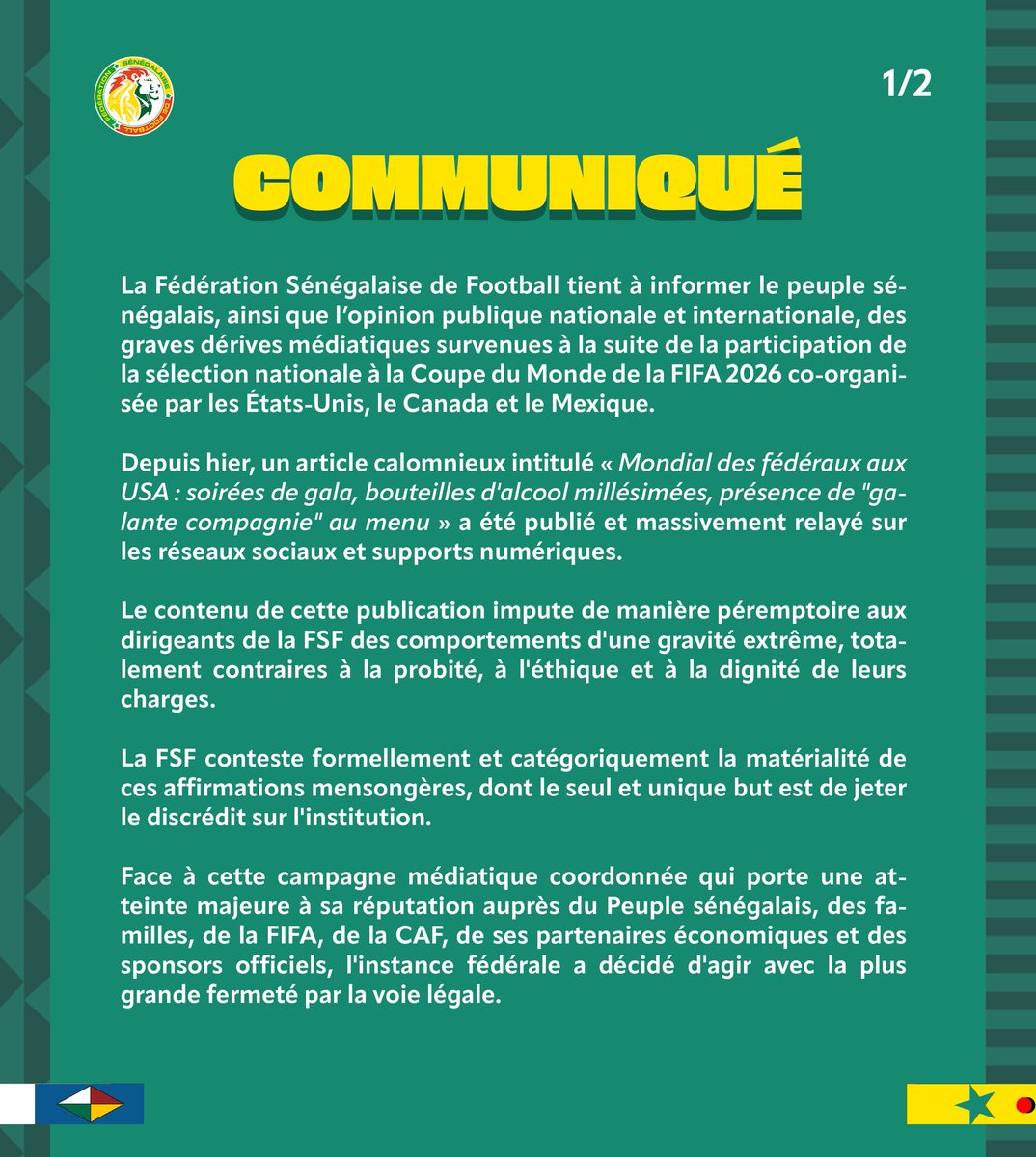 GaindeYi's tweet photo. Communiqué FSF 👇 https://t.co/SVZRnHD5Me