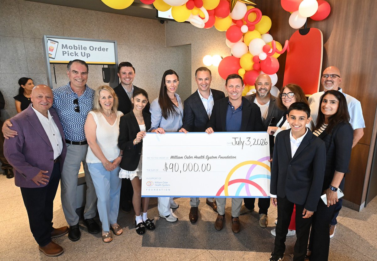 OslerFoundation's tweet photo. We are thrilled to share that over the past year local McDonald’s restaurants have raised $90,000 to support care across @OslerHealth!

The funds, raised through the success of McHappy Day and the Fries for Good campaign, will support equipment needs at Osler and help build the new Peel Memorial Hospital. Representatives from McDonald's, Osler and Osler Foundation, and esteemed community partners gathered on Friday to celebrate this incredible milestone.

Thank you to everyone who purchased fries and ordered a McHappy Day treat—you helped make a difference for health care in our community.