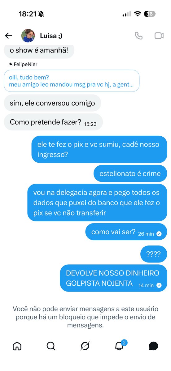 FelipeNier's tweet photo. Me ajudem a denunciar essa golpista!! Pra ngm mais cair em golpe dessa nojenta @luluhbarbosa31 https://t.co/vGx23YBOrr