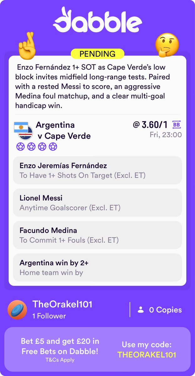seccleshare15's tweet photo. Here is bet that I placed on Argentina vs Cape Verde. Feel free to join via link and copy. #worldcup #Gambling𝕏 👌🥰💥🤞
https://t.co/jPx5jpA7Cd https://t.co/x2XDCxFbN5