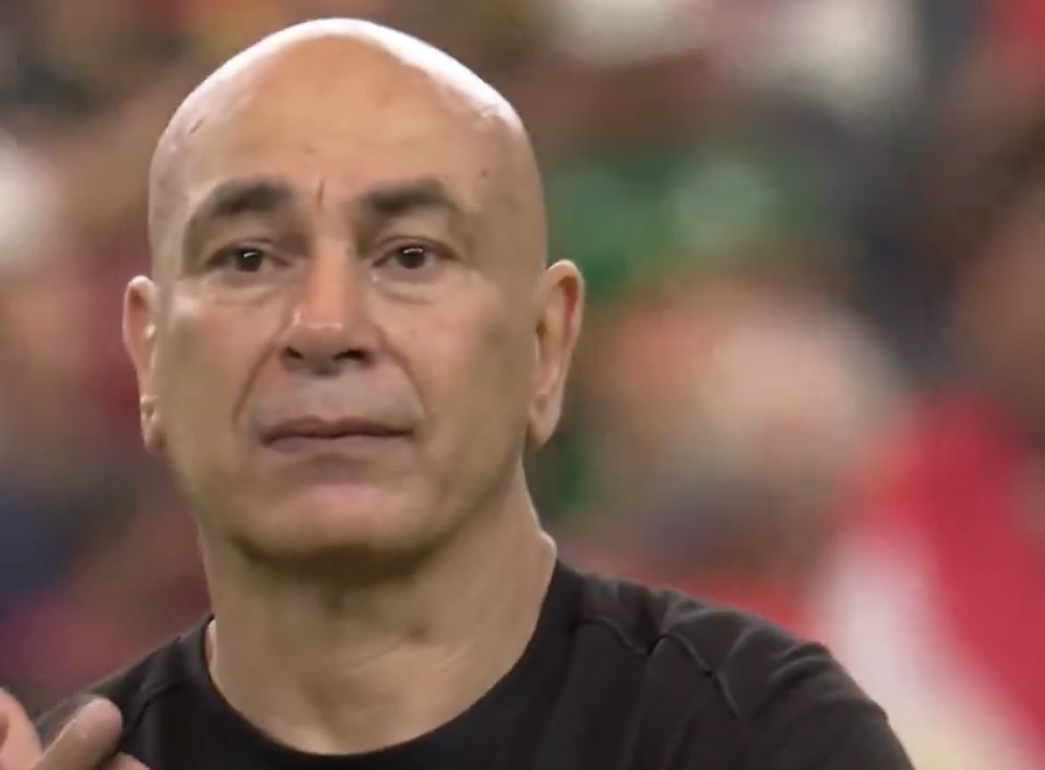 _owurakuampofo's tweet photo. 🇪🇬 Egypt coach Hossam Hassan in tears after helping his country qualify to the World Cup Round of 16 for the first time ever. https://t.co/QDd4mG0LOZ