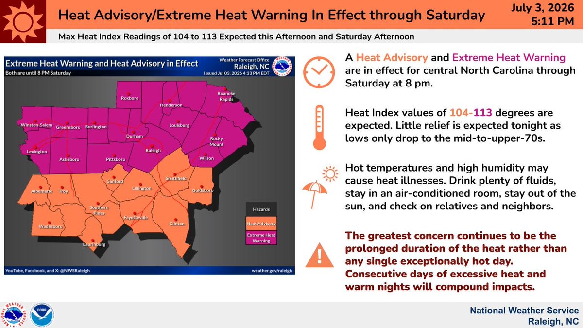 Widespread dangerous heat is expected across central NC through ...