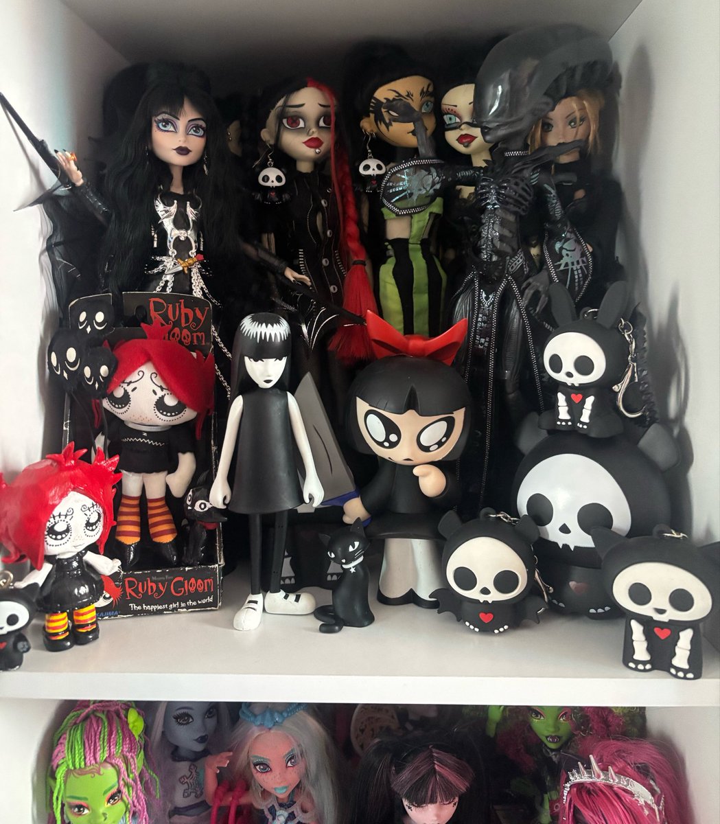 texcritter's tweet photo. spot the new addition to my goth-adjacent shelf ❤️🖤❤️🖤❤️ https://t.co/pZ7Wn8dO4M