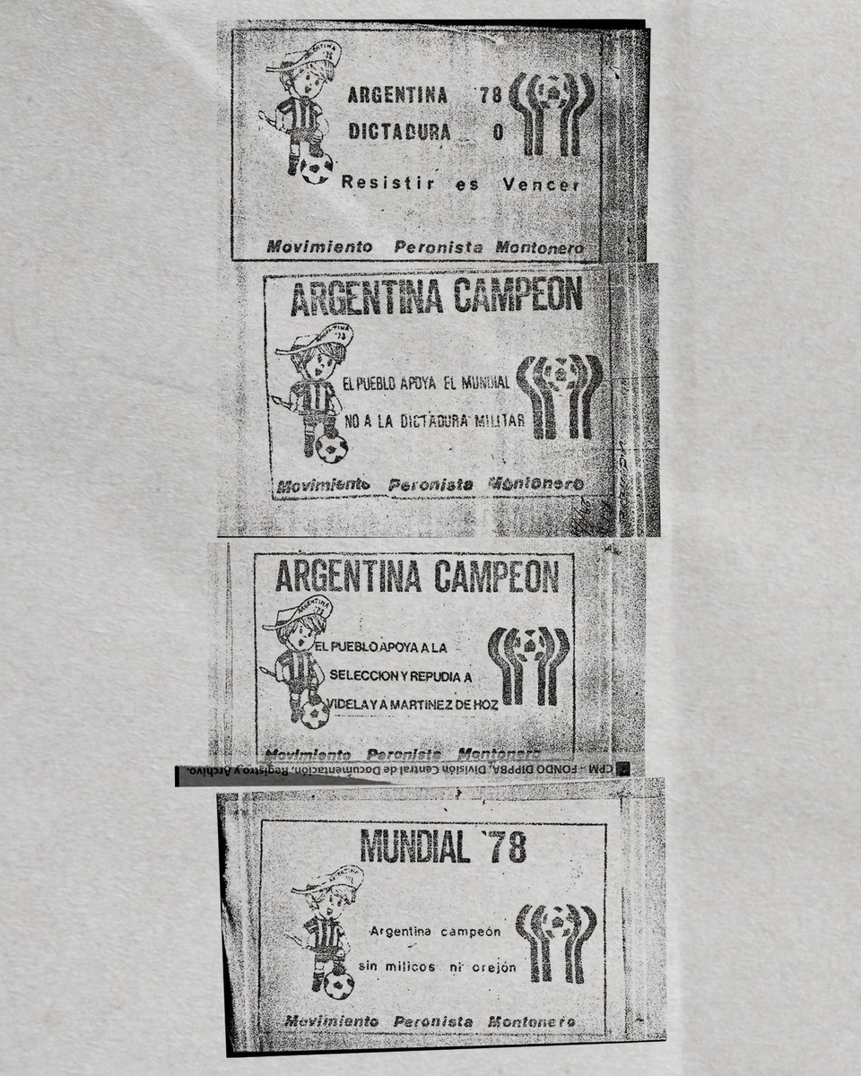 CPMemoria's tweet photo. Vamos Argentina. EL PUEBLO APOYA A LA SELECCIÓN

Es 23 de mayo de 1978, faltan pocos días para el Mundial, dos personas a bordo de una moto arrojan estos panfletos.

Acá te contamos la historia 🧵 https://t.co/WWnf8CNUiV