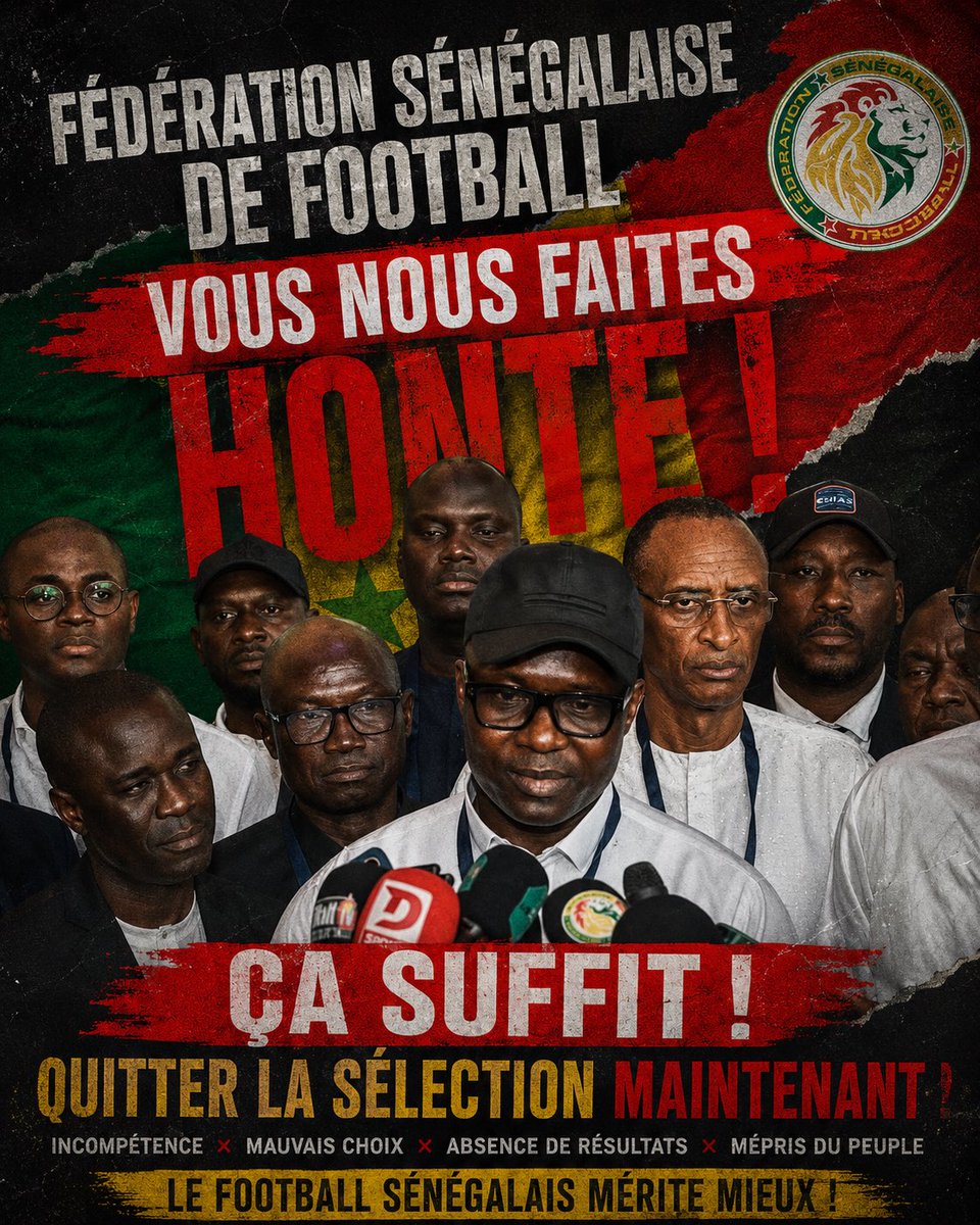 Bachir17263622's tweet photo. On ne demande pas des excuses. On demande des changements. Le Sénégal mérite une fédération à la hauteur de son talent. 🇸🇳⚽ #FSF #LionsDeLaTeranga https://t.co/ottz27wkKj