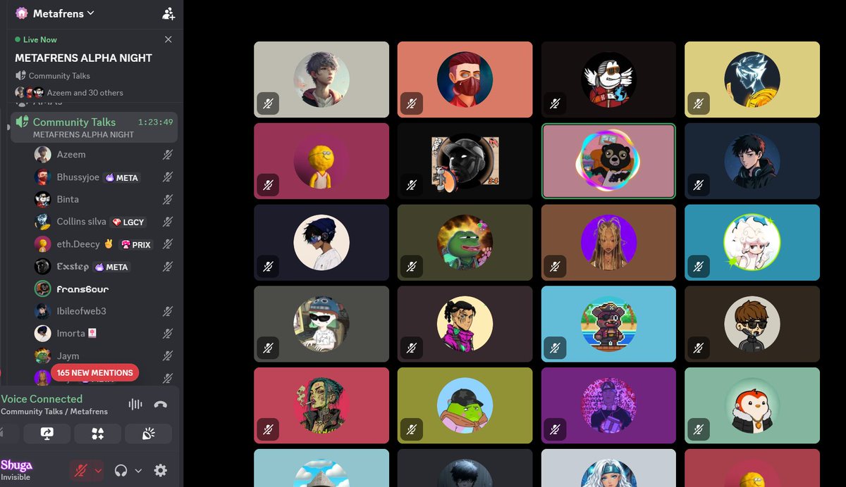 The_sugargirl's tweet photo. Every Friday night is Metafrens Hangout in Metafrens discord community.

Metafrens alpha night goes brrrrrr🔥🔥 https://t.co/z1TDQ1mqgw