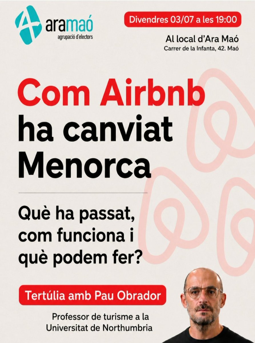 aserveramoll's tweet photo. Com AirBnB ha canviat Menorca?

Interessantísima exposició de Pau Obrador. Xerrar d'AirBnB és xerrar de turisme, d'habitatge, de gentrificació i, en definitiva, de la Menorca d'avui. Moltes gràcies @pauobrador i @agrupacioaramao! https://t.co/KNYwsf4NNw