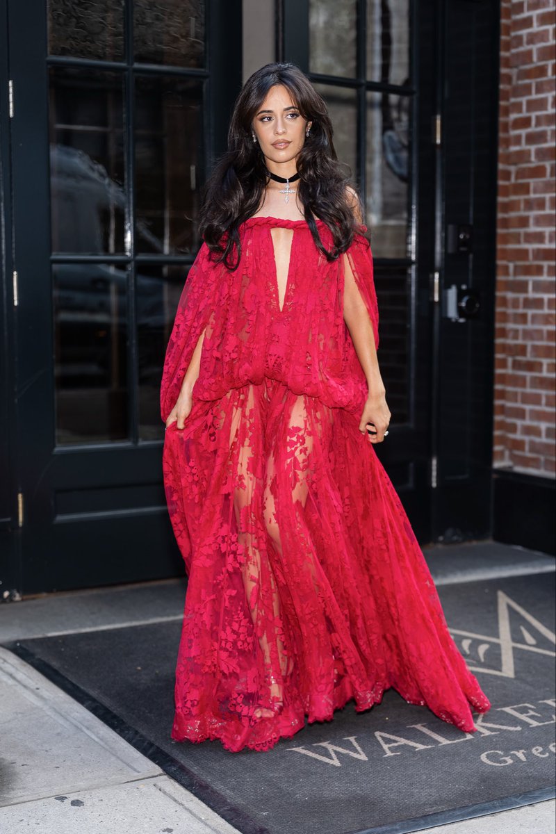 extratv's tweet photo. Camila Cabello is on the way! ❤️ She was seen leaving West Village heading to Madison Square Garden for Taylor Swift and Travis Kelce’s wedding. 

(📸: Getty Images) https://t.co/EYjeKeyk2C