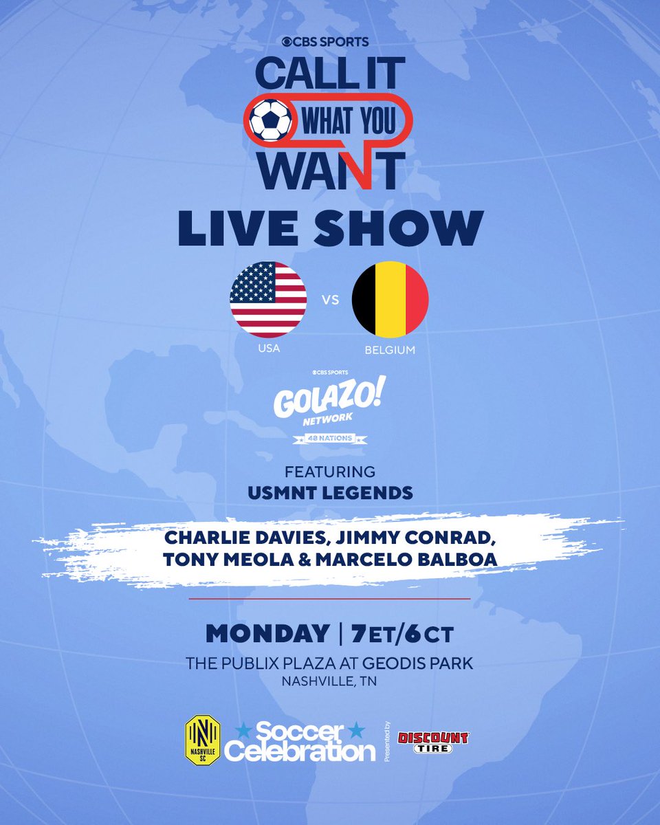 NashvilleSC's tweet photo. A show and match you won’t want to miss 🍿

Catch these @USMNT legends at @GEODISPark ahead of Monday’s kickoff vs. Belgium 🇺🇸🇧🇪

RSVP: https://t.co/vJLZSTtYlJ https://t.co/MuxaLOuaKM