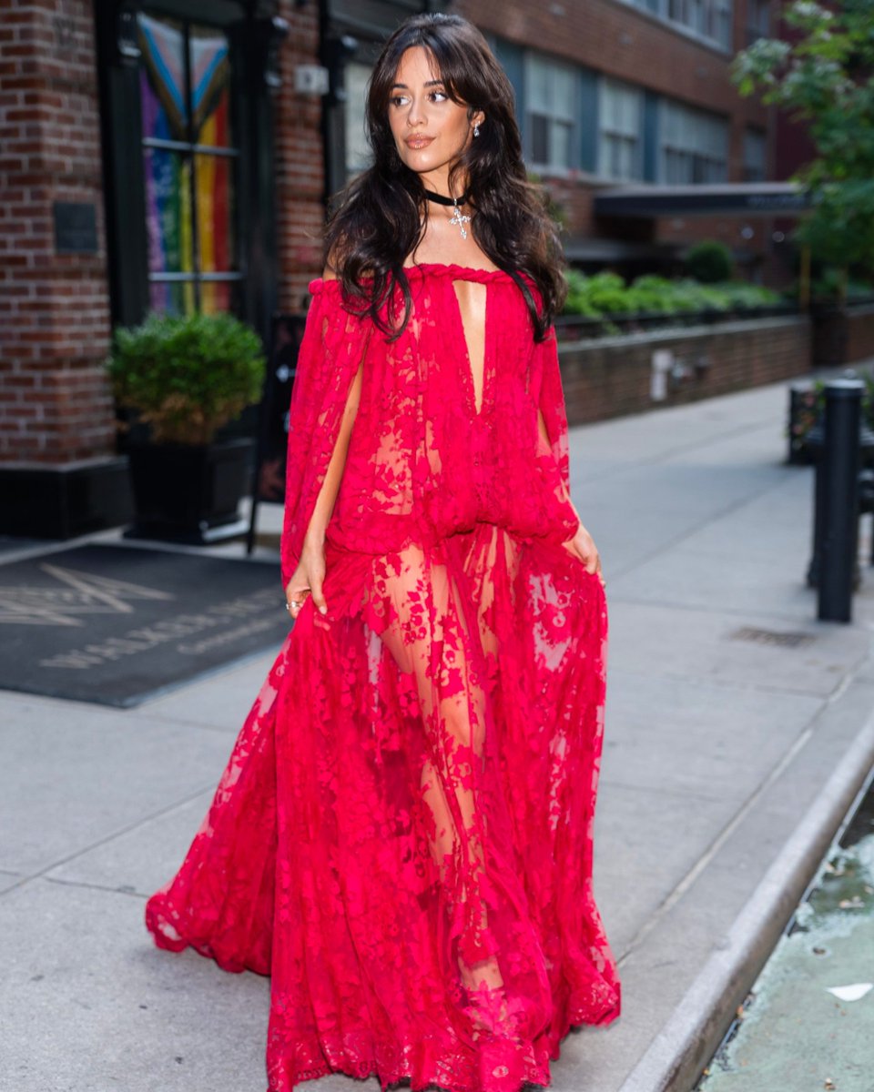 enews's tweet photo. Camila Cabello is in her Red era on her way to Taylor Swift and Travis Kelce's wedding in NYC.❤️(📷: Getty) https://t.co/Ppmp6VAZ7A