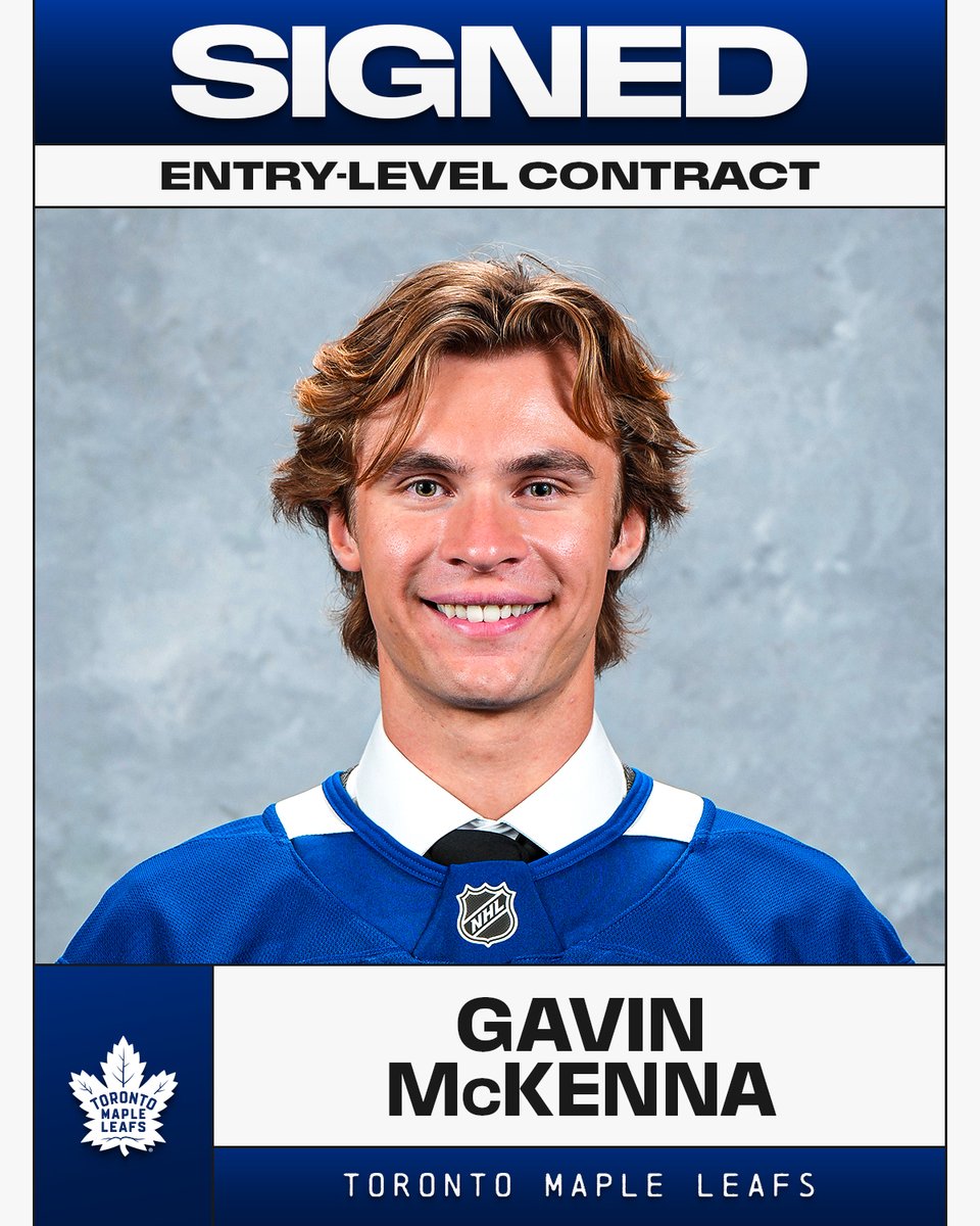 NHL's tweet photo. IT'S OFFICIAL 🍁

2026 first overall pick Gavin McKenna has signed his entry-level contract with the @MapleLeafs! https://t.co/jMwkC0Qq9C