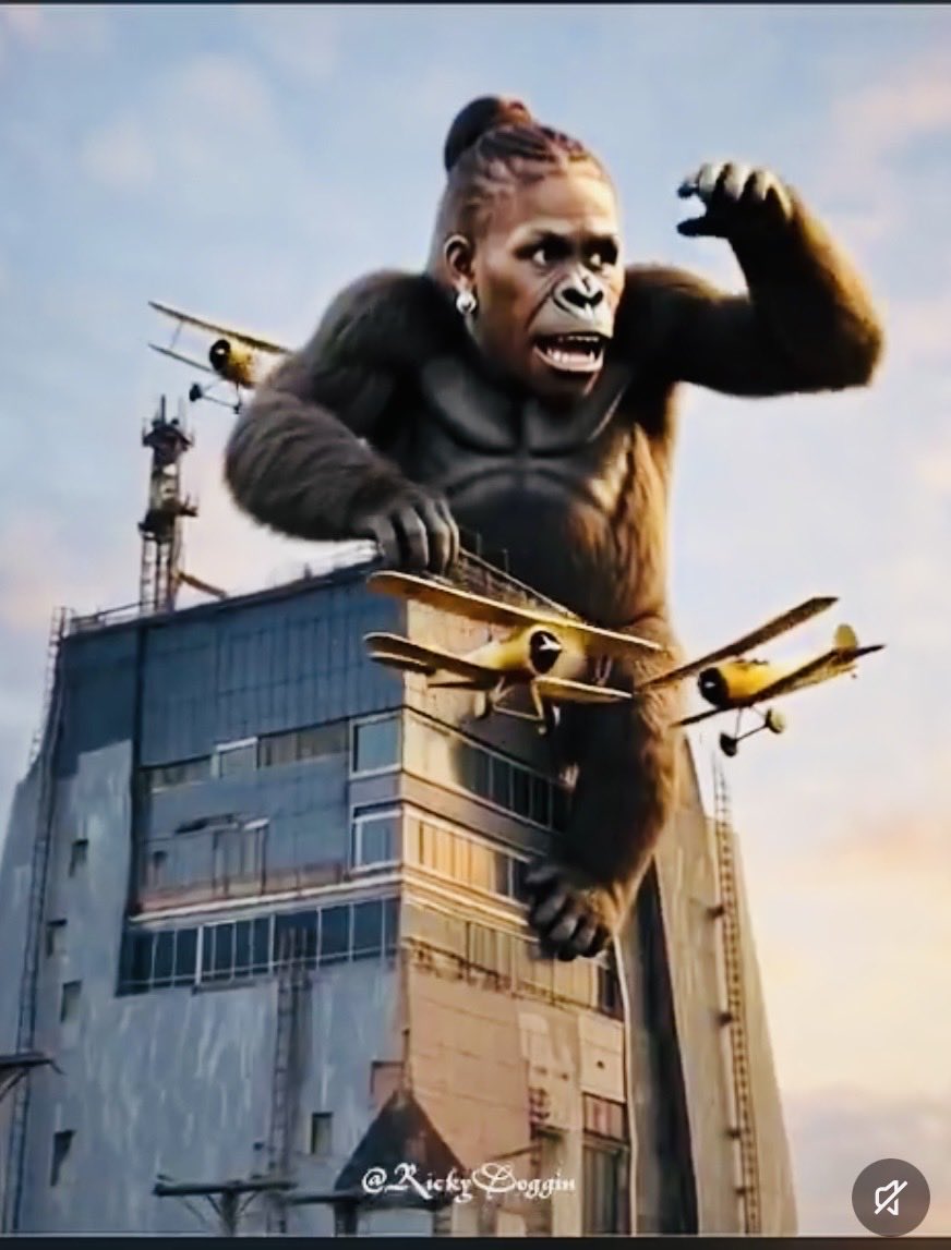 davidhillactor's tweet photo. Education for Democrats: 
King Kong depicted swatting away unpaid contractors from the Obama Presidential Center https://t.co/1p3IdPdyhI